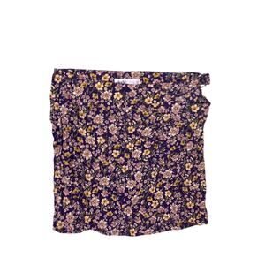 Elodie Purple Floral Mini Skirt Side Cut Women’s Large
